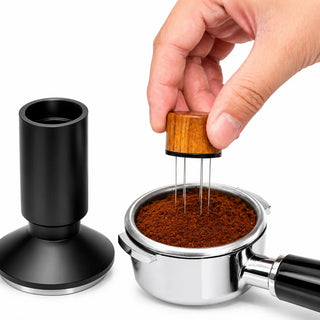 Yozcoffee Espresso Tamper WDT Distribuidor 53mm 2-en-1 de acero inoxidable negro — imagen del producto