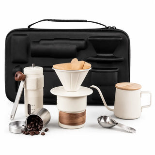 Set pour-over portátil Yozcoffee de 6 piezas con molinillo manual y estuche — imagen del producto