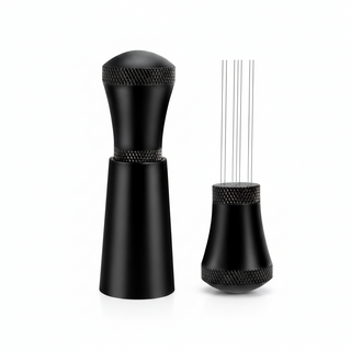 Herramienta de distribución WDT para espresso Yozcoffee con 7 agujas, aluminio, plata/negro — imagen del producto
