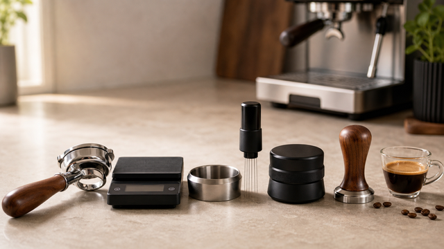 Lista de comprobación para preparar el puck de espresso con limpieza