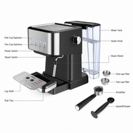 Máquina de café Yozcoffee Espresso 20 Bar 1,5L de acero inoxidable negro - miniatura 3