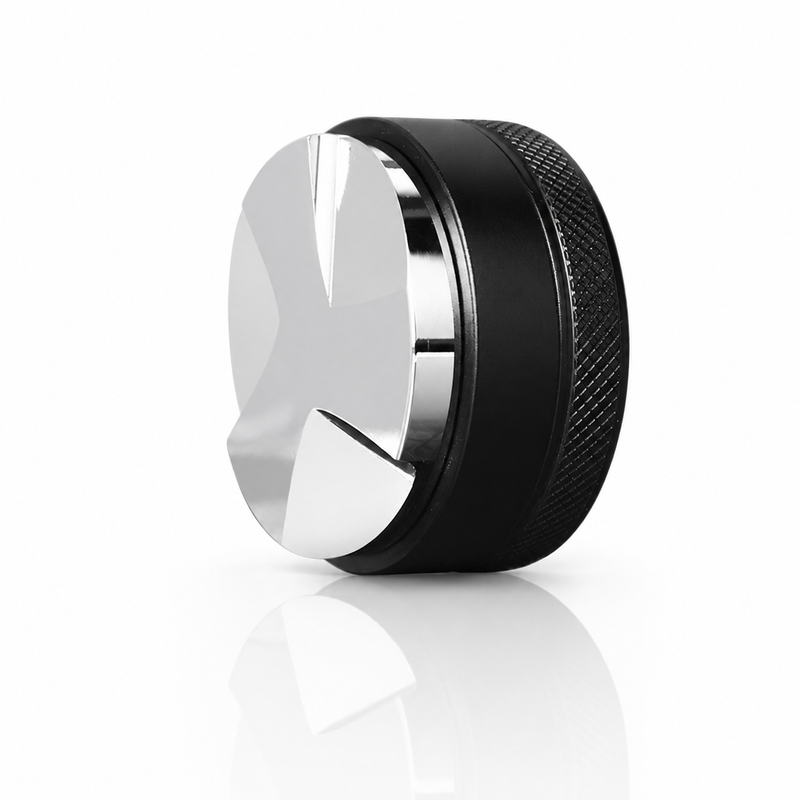 Espresso Distributor Leveler 51/53/58mm Aluminum Alloy 3-Leaf — alternate angle of the full product