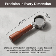 Yozcoffee Breville Inoxidable Portafilter 54mm Walnut Wood Handle for Breville 8 series - miniatura 5