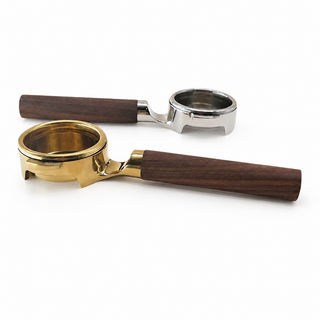 Yozcoffee E61 Inoxidable Portafilter 58mm Walnut Wood Handle Gold/Silver — imagen del producto