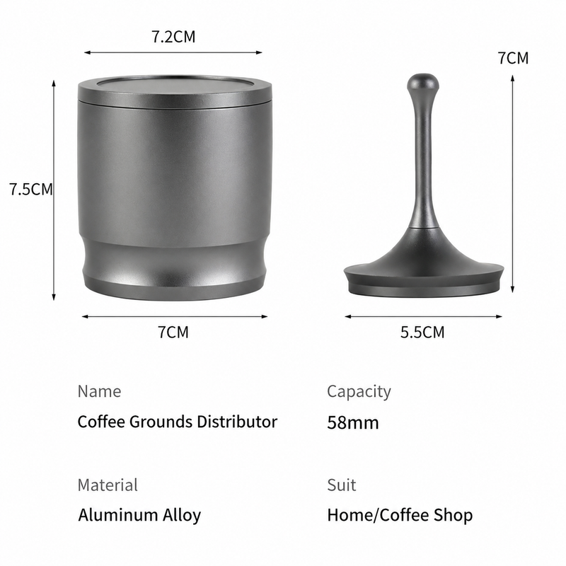 Yozcoffee Espresso Copa de Dosificación 58mm Aleación de aluminio Distribuidor Negro/plata - imagen del producto