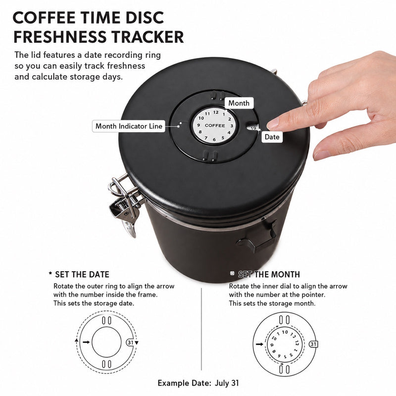 Yozcoffee Airtight Cafe Canister 1.5-2.8L 304 Acero Inoxidable - imagen del producto