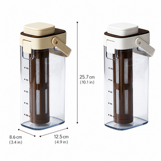 Jarra Yozcoffee para cold brew de 1000 ml con filtro sin BPA, albaricoque/blanco — vista alternativa