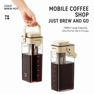 Jarra Yozcoffee para cold brew de 1000 ml con filtro sin BPA, albaricoque/blanco - miniatura 3