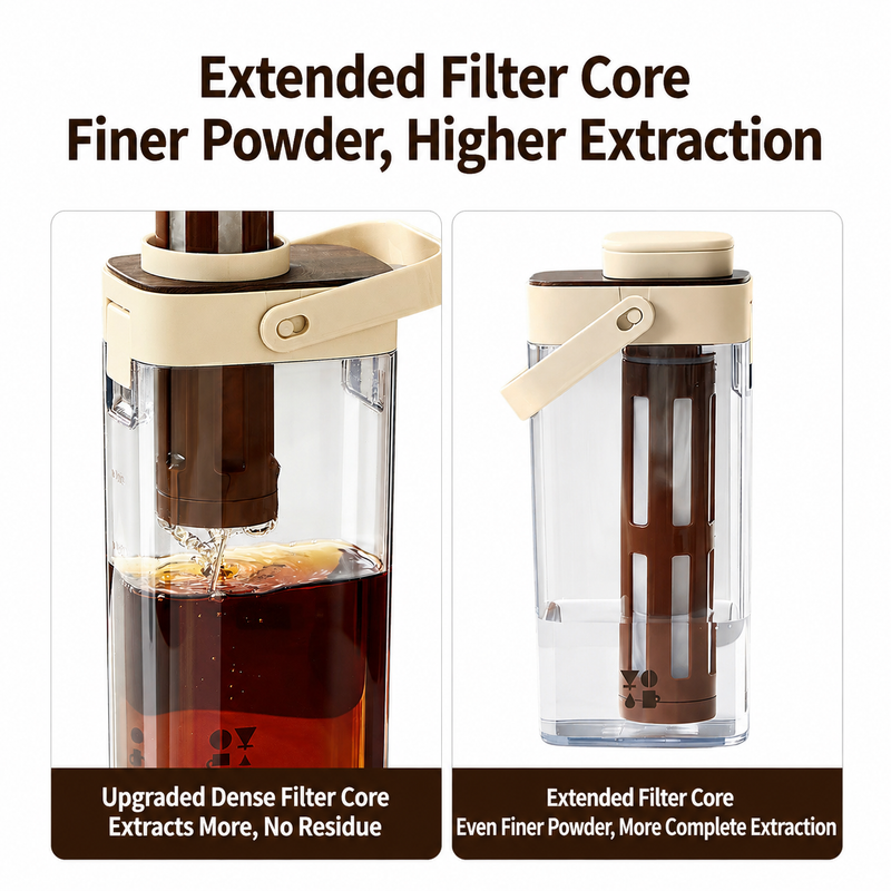 Jarra Yozcoffee para cold brew de 1000 ml con filtro sin BPA, albaricoque/blanco - imagen del producto