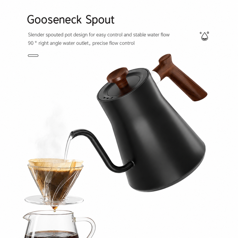 Electric Gooseneck Kettle 0.9L 304 Stainless Steel: yozcoffee electric gooseneck kettle 09l variable temperatu 04