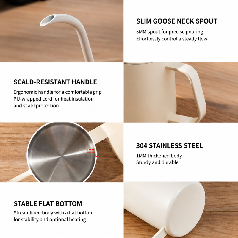 Hervidor Yozcoffee de cuello de cisne de 350 ml en acero inoxidable - imagen del producto
