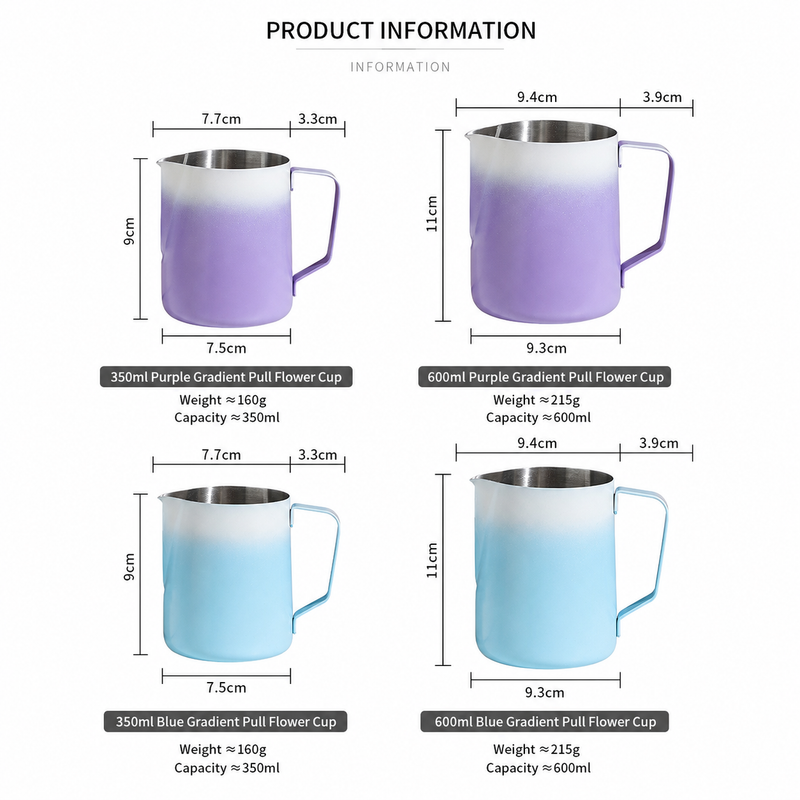 Yozcoffee Latte Art Milk Pitcher 350/600ml 304 de acero inoxidable - imagen del producto