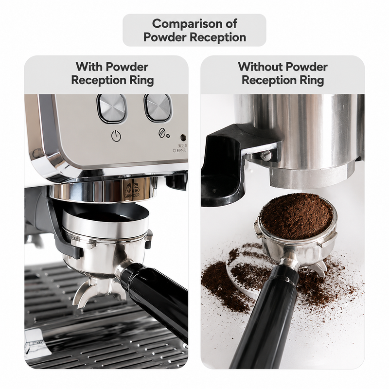 Yozcoffee Espresso Dosificación embudo 51/53/58mm Plata de acero inoxidable magnético - imagen del producto
