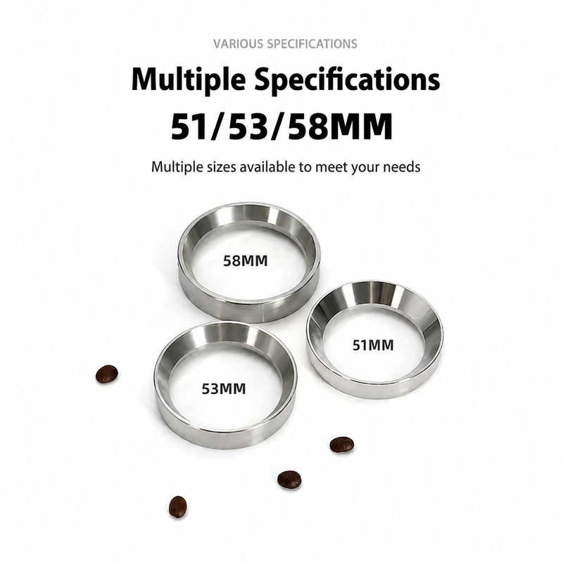 Yozcoffee Espresso Dosificación embudo 51/53/58mm Plata de acero inoxidable magnético - imagen del producto