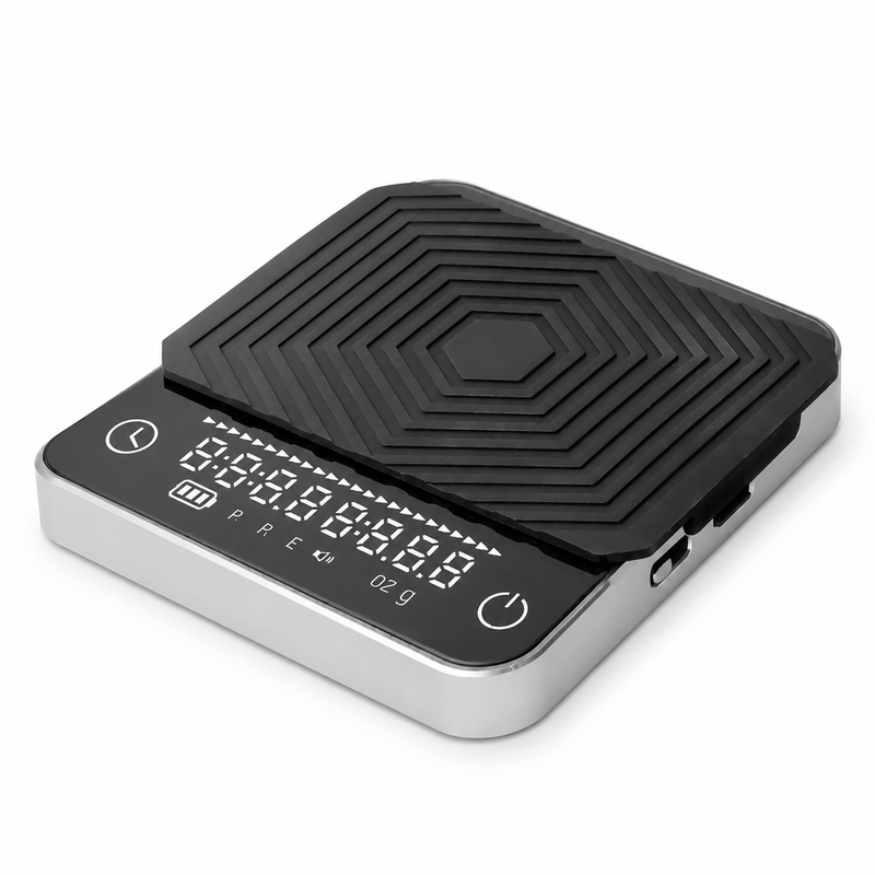 Coffee Scale with Timer 2kg 0.1g Aluminum Alloy USB-C Black: alloy digital silicone pad display