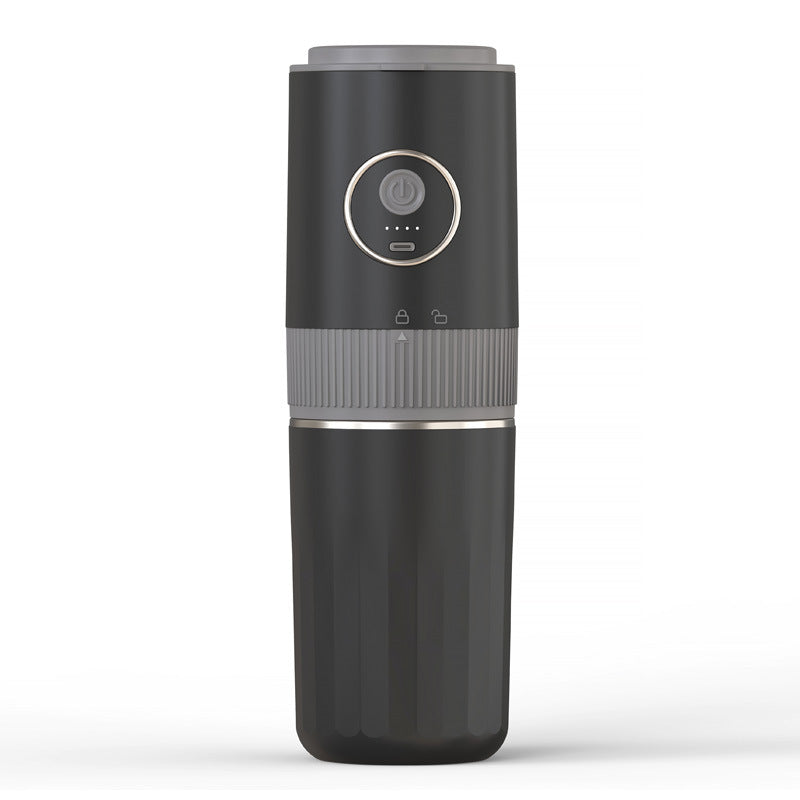 Black Yozcoffee portable electric coffee grinder with travel cup