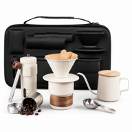 Set pour-over portátil Yozcoffee de 6 piezas con molinillo manual y estuche - miniatura 1