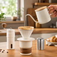 Set pour-over portátil Yozcoffee de 6 piezas con molinillo manual y estuche - miniatura 2
