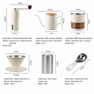 Set pour-over portátil Yozcoffee de 6 piezas con molinillo manual y estuche - miniatura 6