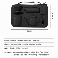 Set pour-over portátil Yozcoffee de 6 piezas con molinillo manual y estuche - miniatura 7
