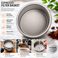 Yozcoffee Espresso Filtro Cesta 58mm 18g Pure Titanium 0.2mm - miniatura 2