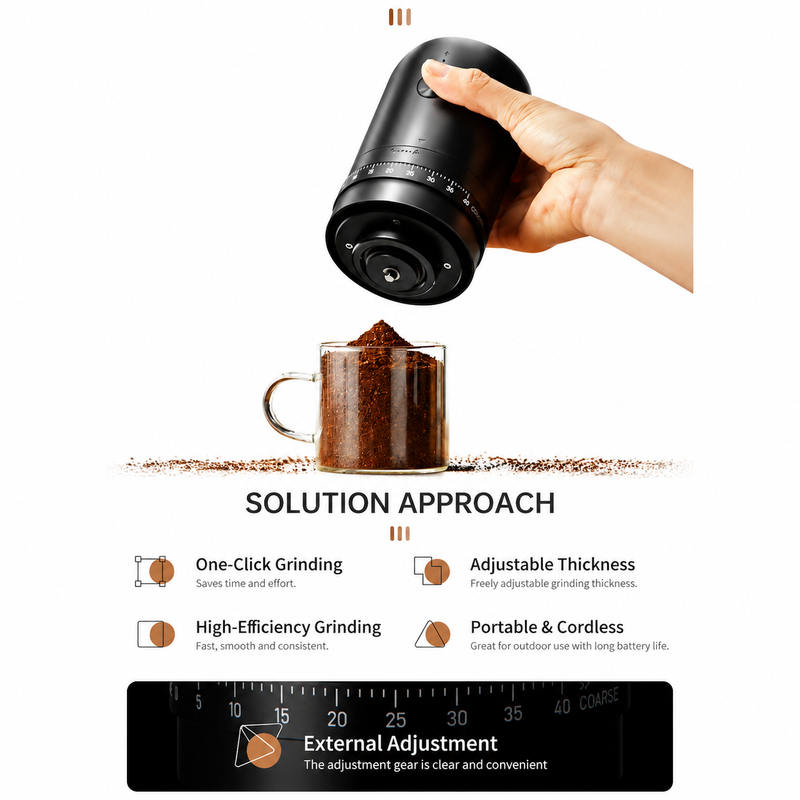 Molinillo eléctrico recargable Yozcoffee con 40 ajustes y muelas cerámicas - imagen del producto