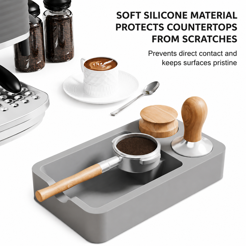 Yozcoffee Espresso Tamping Mat Silicone Tamper Stand Coffee Bar Negro/Gray - imagen del producto