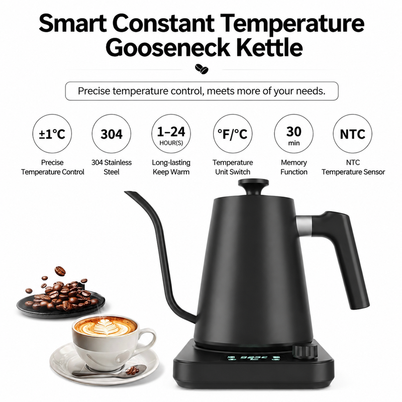 Hervidor eléctrico inteligente Yozcoffee de cuello de cisne, 0,9 l, control de ±1 °C - imagen del producto