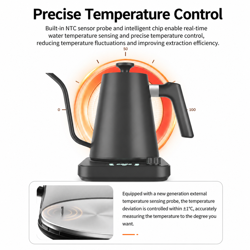 Hervidor eléctrico inteligente Yozcoffee de cuello de cisne, 0,9 l, control de ±1 °C - imagen del producto