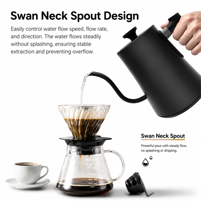 Hervidor eléctrico inteligente Yozcoffee de cuello de cisne, 0,9 l, control de ±1 °C - imagen del producto