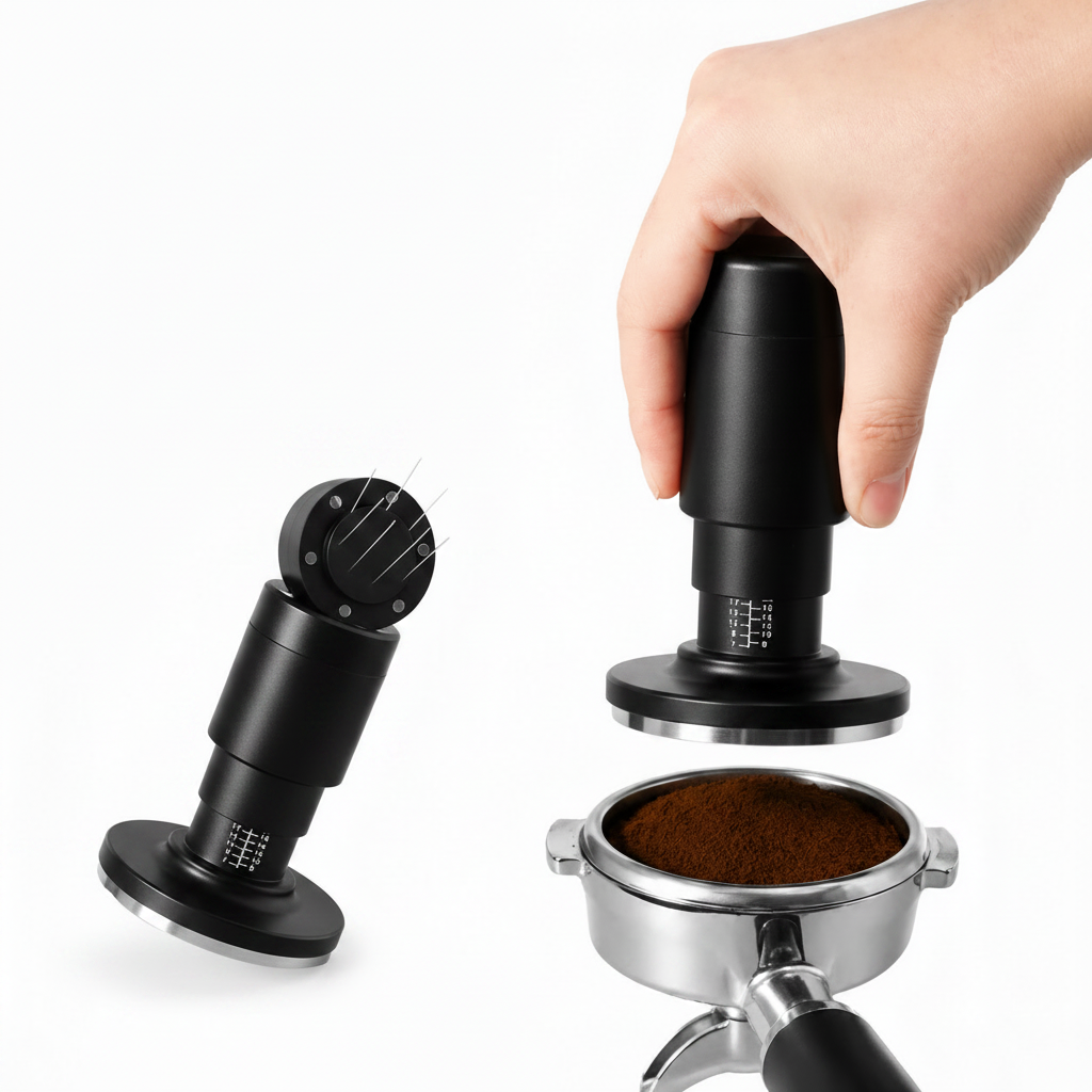 Yozcoffee Spring cargado Tamper WDT Distribuidor 51/53/58.35mm Acero inoxidable - imagen del producto