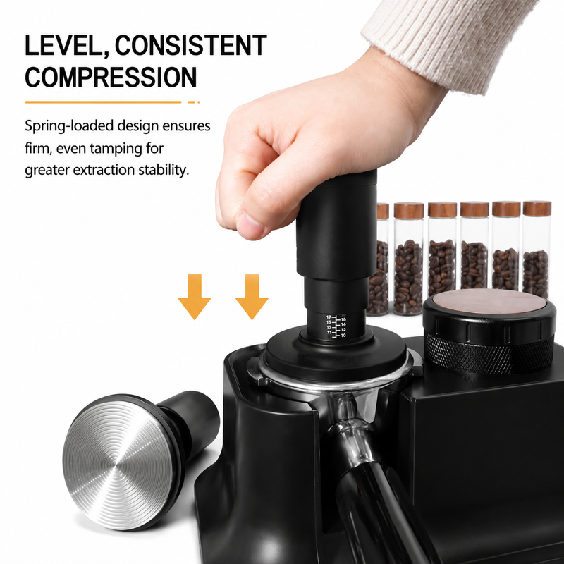 Yozcoffee Spring cargado Tamper WDT Distribuidor 51/53/58.35mm Acero inoxidable - imagen del producto