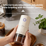Electric Coffee Grinder 38-Step USB-C Rechargeable Ceramic: external scale adjustment