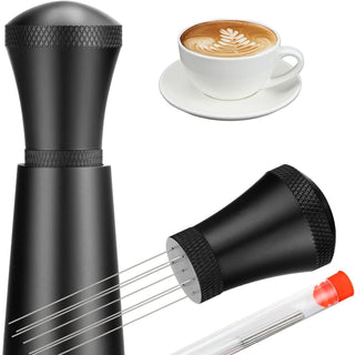 Herramienta de distribución WDT para espresso Yozcoffee con 7 agujas, aluminio, plata/negro — vista alternativa